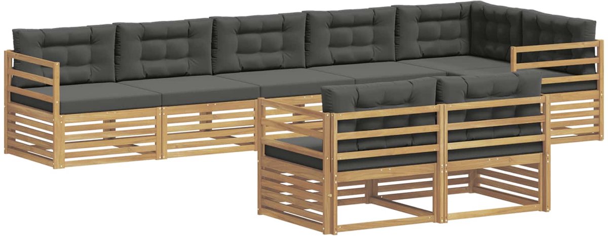 vidaXL Buiten - bank - set - 8 - st - 8-zits - Wit - en - antracietkleurig - Polyester Wit en antracietkleurig