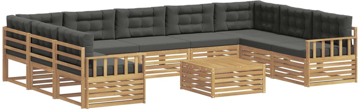 vidaXL Buiten - bank - set - 10 - st - 9-zits - Wit - en - antracietkleurig Wit en antracietkleurig