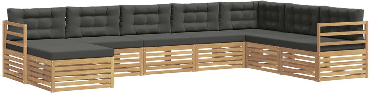 vidaXL Buiten - bank - set - 8 - st - 7-zits - Wit - en - antracietkleurig - Polyester Wit en antracietkleurig