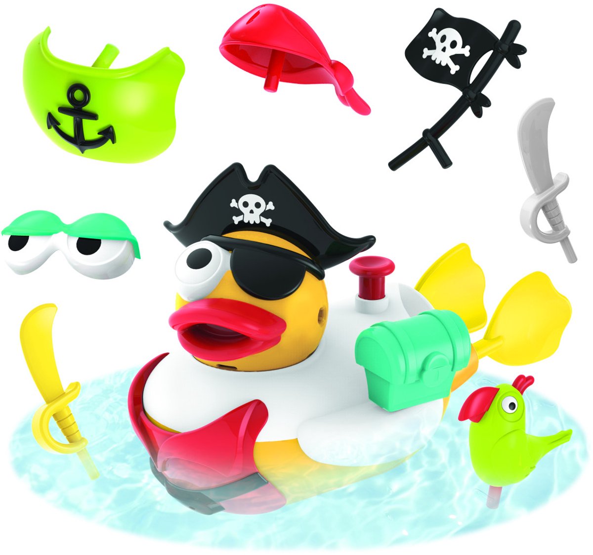 Yookidoo - Create 'n spray Ducks pirate - badspeelgoed - badeend - waterkanon - 15 accessoires