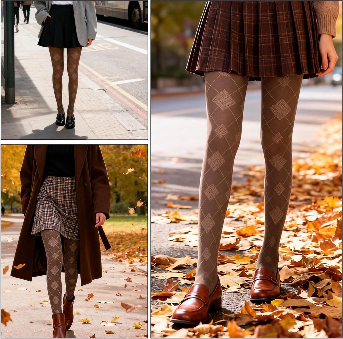 Dames Opaque Ruitenpatroon Katoenen Slankmakende Panty voor Herfst en Winter, Perfect voor Casual en Formele Outfits