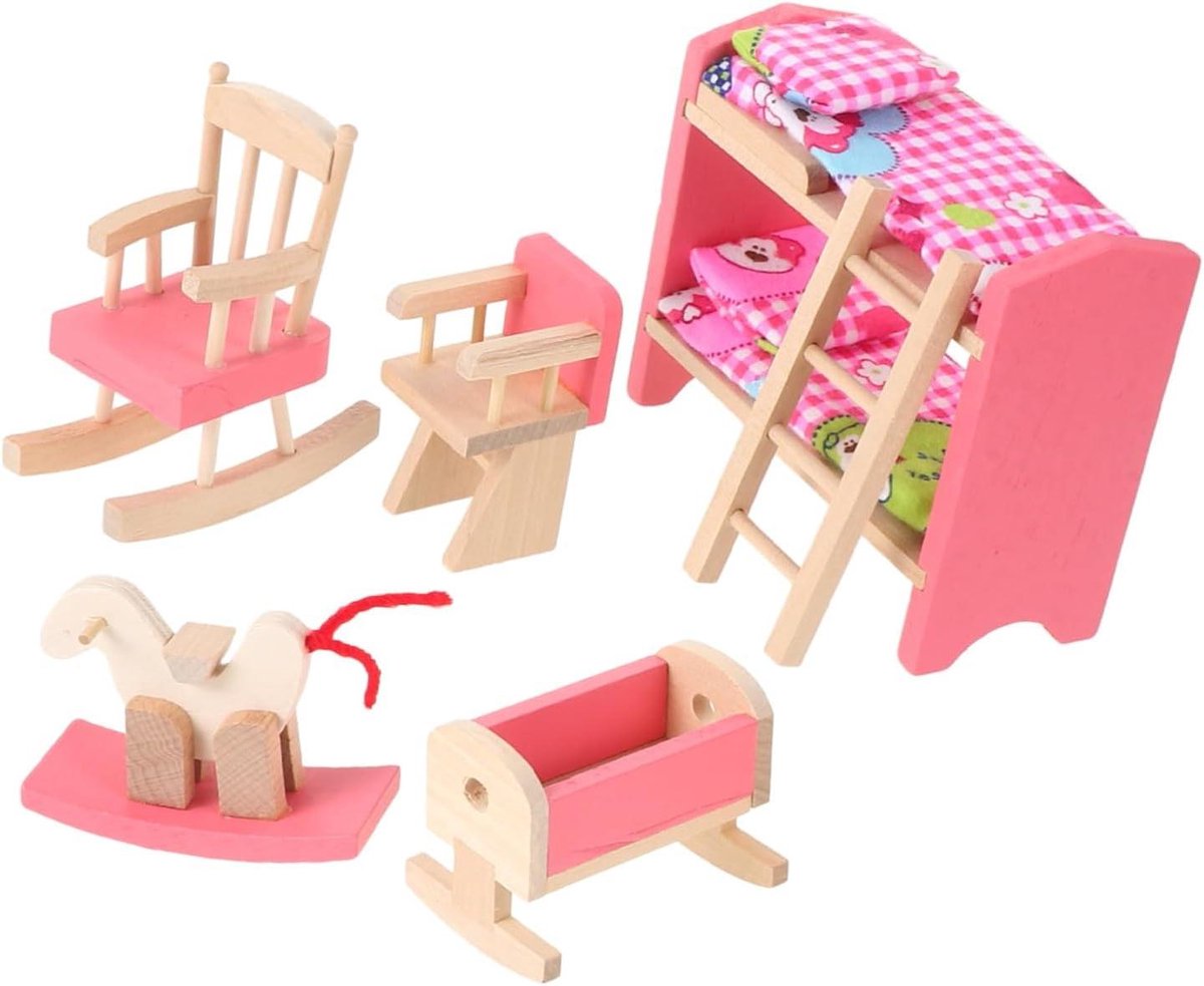 Stapelbed Poppenhuis Meubels - Miniatuur Slaapkamer Set - Poppenhuis Decoratie - Authentiek Schaal 1:12