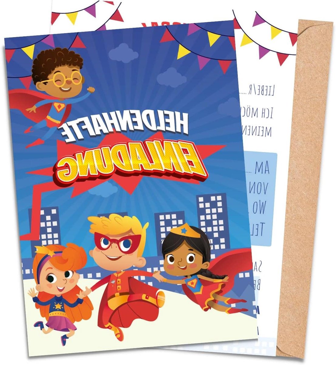 Uitnodigingskaarten Kind - Verjaardagskaarten Kinderfeest - Kinderfeest Organiseren - Dubbelzijdig Bedrukt - DIN A6 - Multicolor