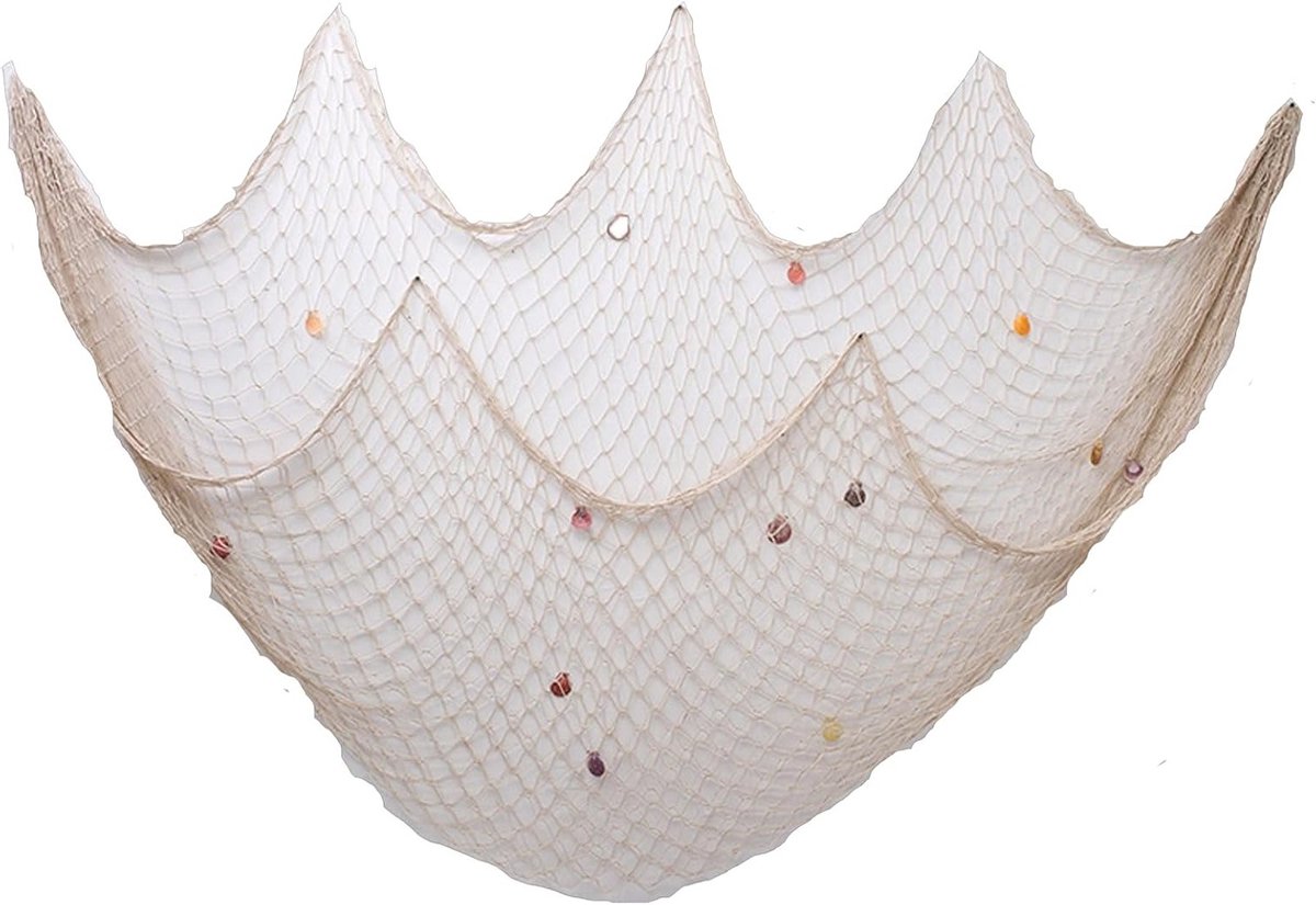 Decoratieve Vissersnetten in Mediterraan Stijl voor Thuis- en Commerciële Decoratie met Schelpen - Wit 1 x 2m