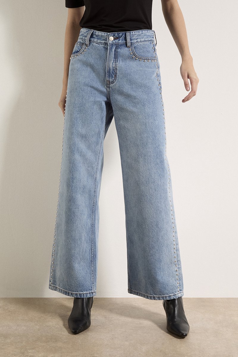 Maca straight-leg jeans met studs