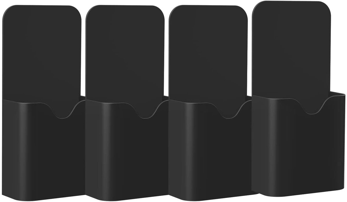 aladdien - Magnetische Markerhouder - 4 Compartimenten - Duurzaam en Sterk - Zwart - Organizer voor Dry Erase Markers - Geschikt voor Office en Thuis