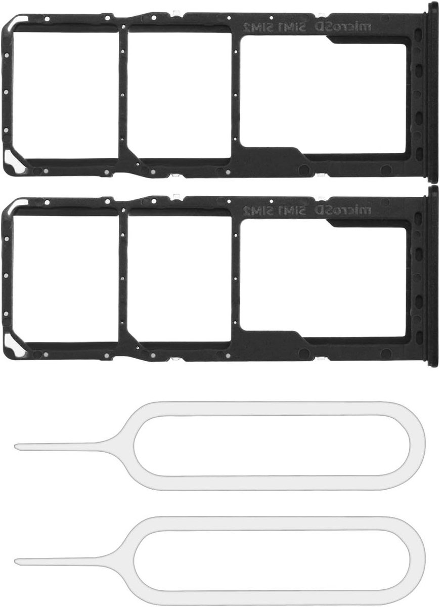 Dual SIM Card Slot Tray Houder en Micro SD Kaart Houder Vervanging met SIM Pin voor Samsung Galaxy A21s 2020 - Zwart, Geschikt voor Smartphone Accessoires