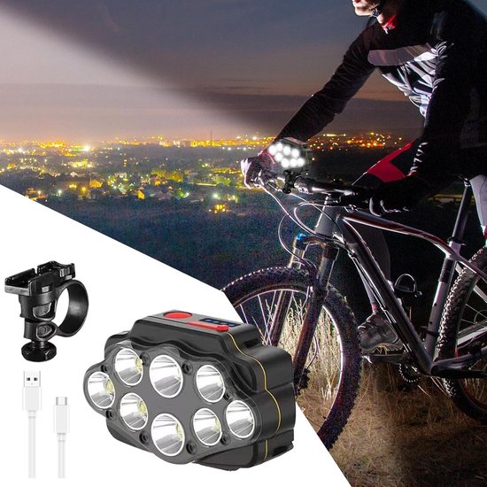 VHV - Fietsverlichting LED Voorlicht - LED Koplamp Fiets voor Nacht Rijden - 8 LED, waterbestendig ontwerp - voor Mountainbike, Racefiets, Stadsfiets, E-bike en Woon-Werkverkeer — afbeelding 3