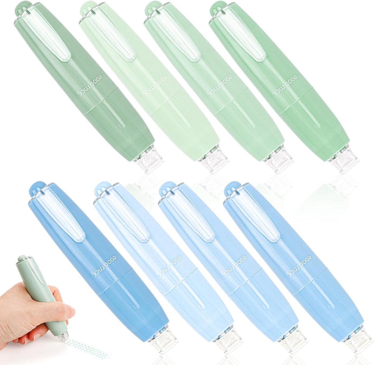 Dubbelzijdige plakroller voor foto’s - 8 stuks - Ideaal voor school, kantoor en scrapbooken - Groene en blauwe gradient