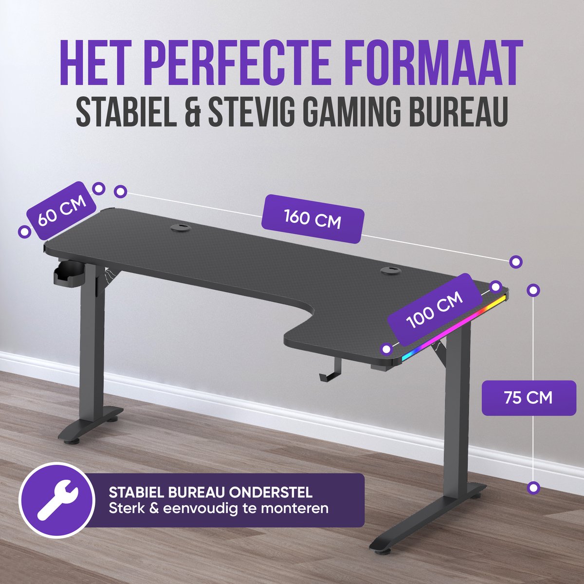 Avalo Gaming Bureau - L Vormig Hoekbureau - Hoek Rechts thumbnail 2