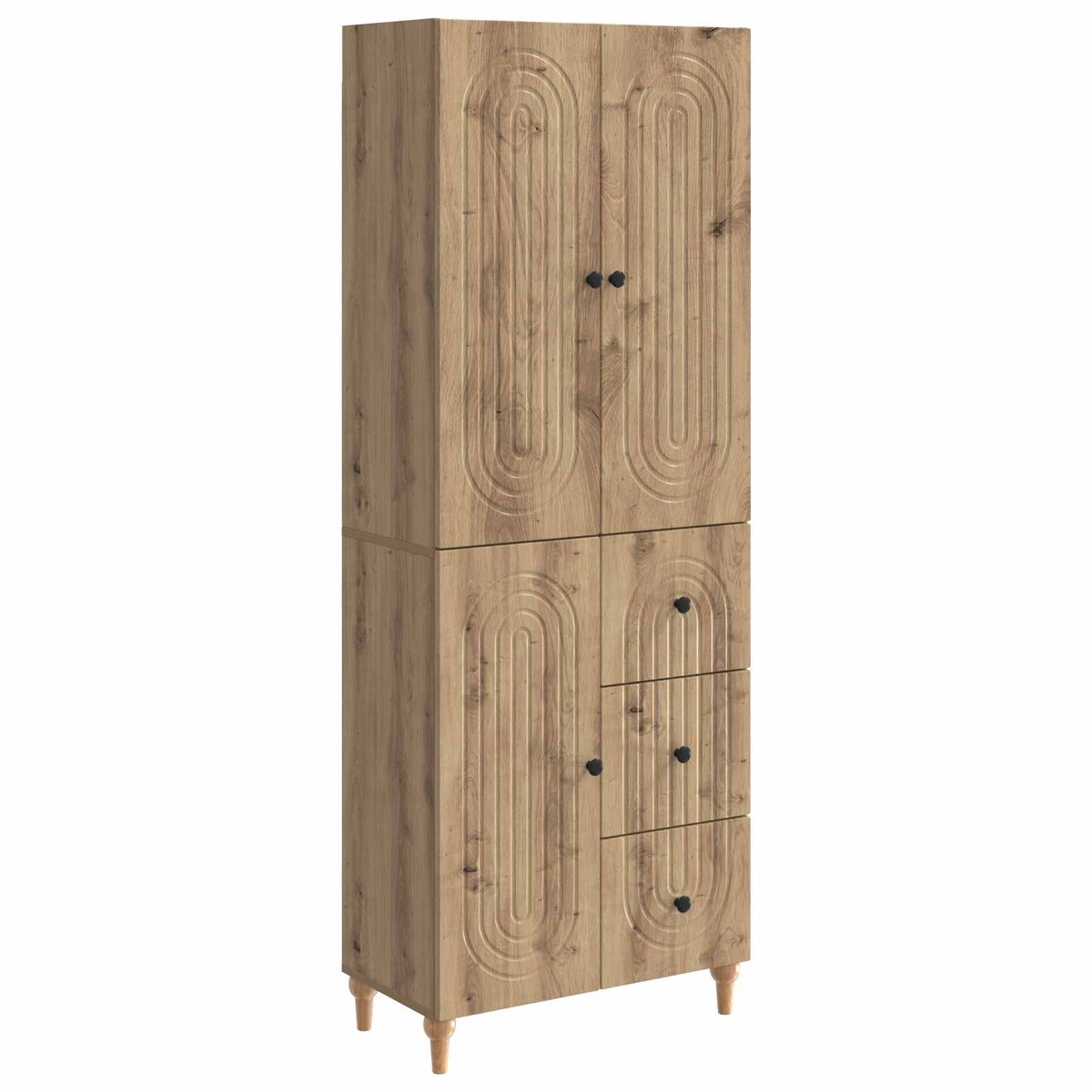 vidaXL Kast - Set - 2 - st - Artisanaal - eiken - 66 - x - 34,5 - x - 90 - cm - Bewerkt - hout Artisanaal eiken