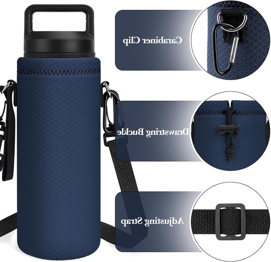 Zeynomax - Waterfleshouder Riem - Geïsoleerde Neopreen Draagtas - Marineblauw - Compatibel - Ideaal voor Sport en Outdoor - Handige Polsband — afbeelding 4