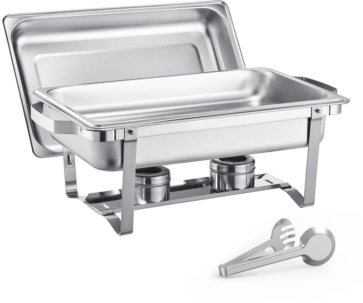 Pelor Buffetset - Chafing Dish 4-Delig - RVS Warmhoudschalen - Catering Buffetset - Zilver - 8 Qt
