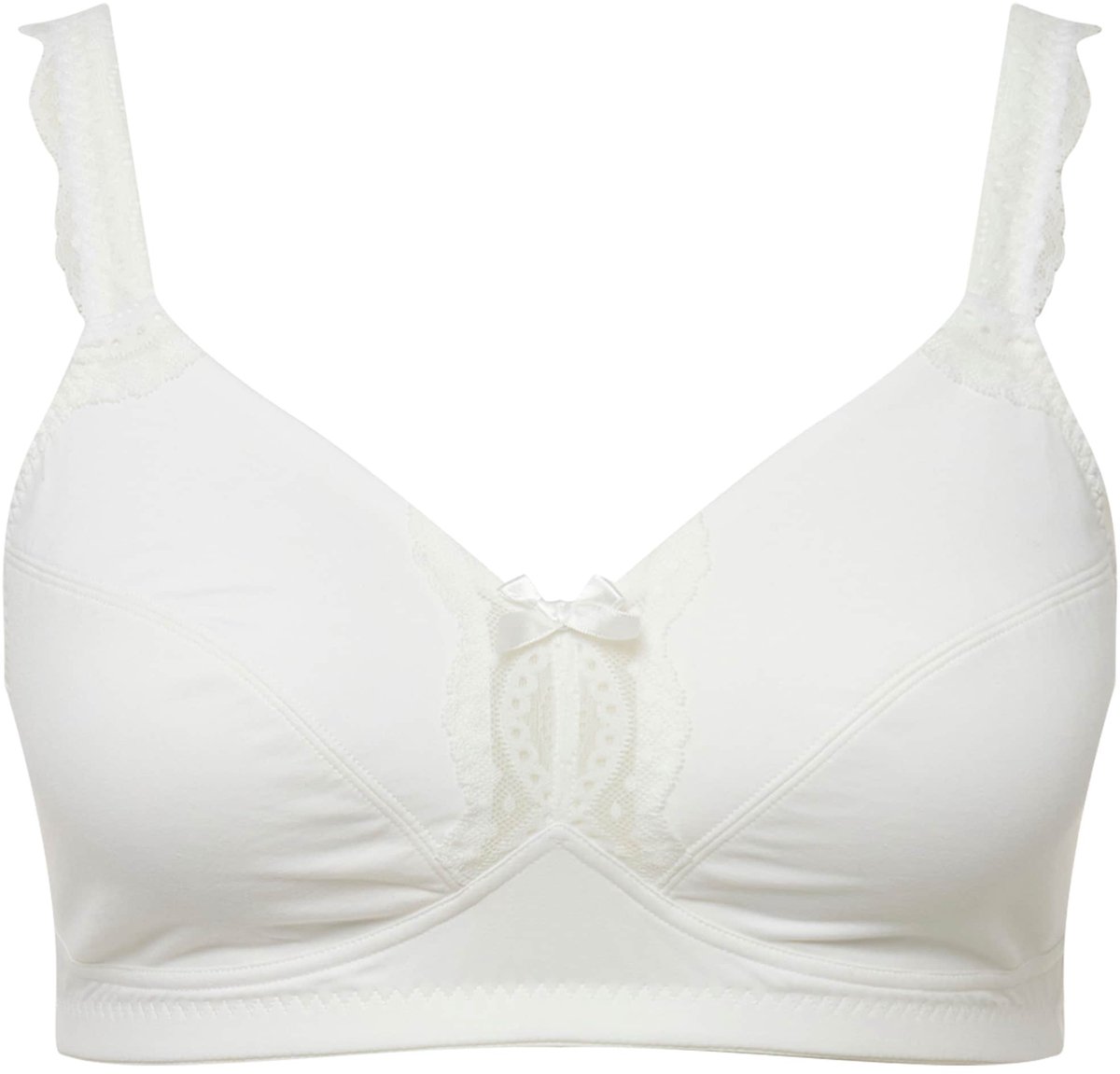 Ulla Popken Dames - Softbeha kanten detail zonder beugels - Sneeuwwit