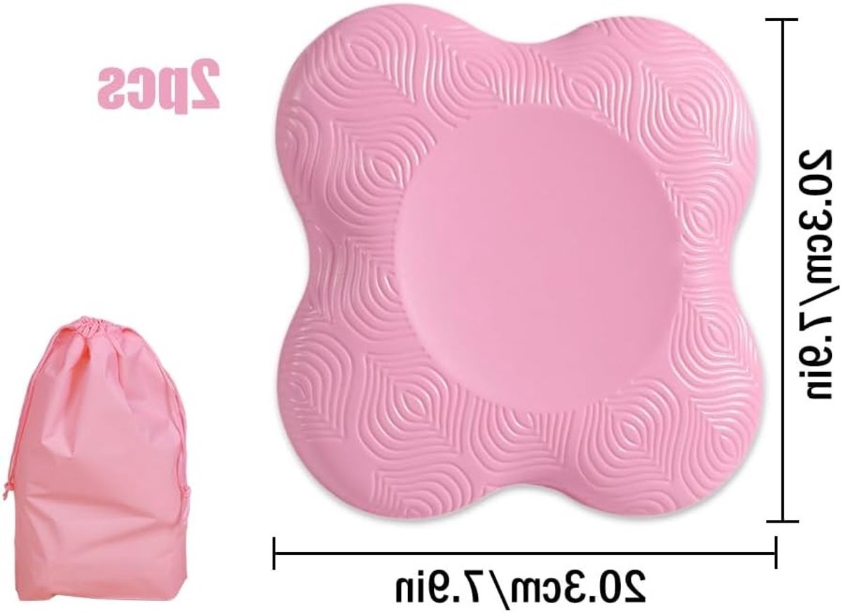 Comfortabele Yoga Kniekussens, Set van 2, Antislip voor Pilates en Yoga, Ideaal voor Ondersteuning en Bescherming (Roze)