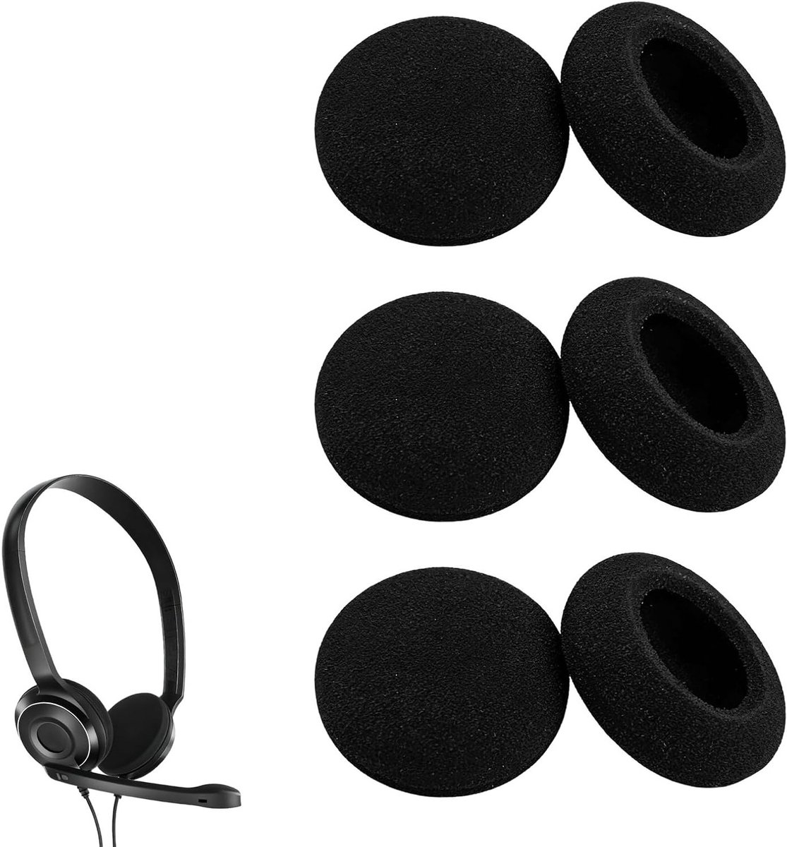 3 Paar Vervangende Schuim Oorkussens voor Hoofdtelefoons, Zacht Schuim, Compatibel met Sennheiser PC 2/PC 3/PC 5/PC 7 USB/PC 8 USB, Comfortabele Oorkussens, Geluidisolatie