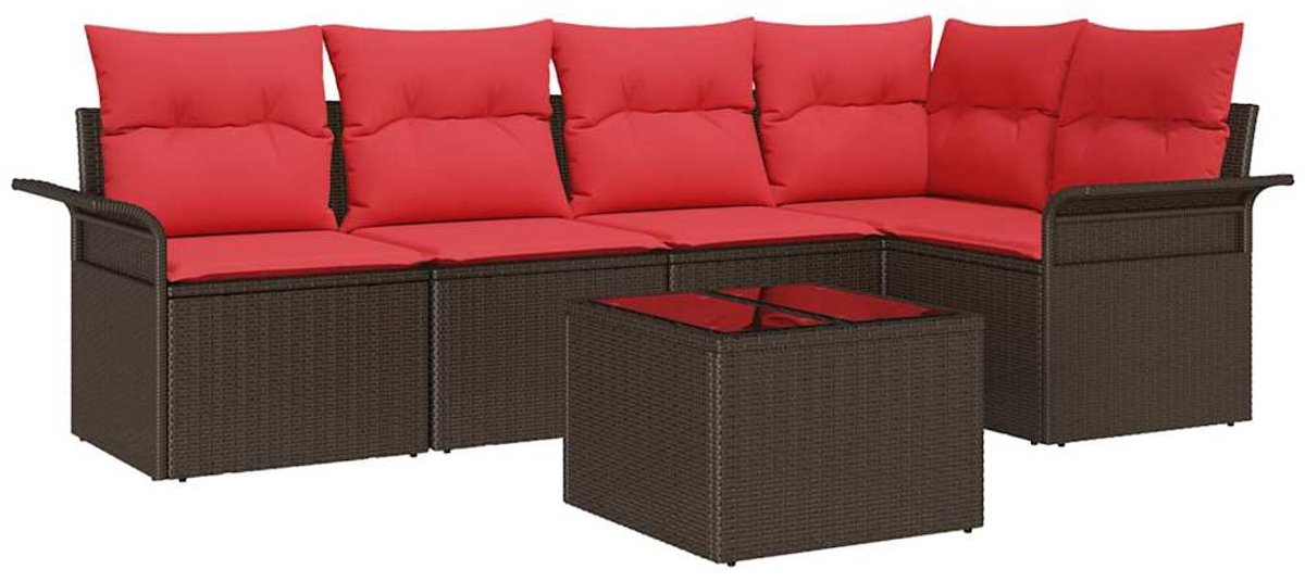 vidaXL - Tuinbank - Set - met - opslag - 6 - pcs - Bruin - poly - rattan