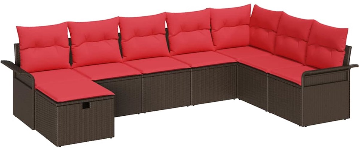 vidaXL Tuinbank - Set - 8 - st - Poly - rattan Bruin