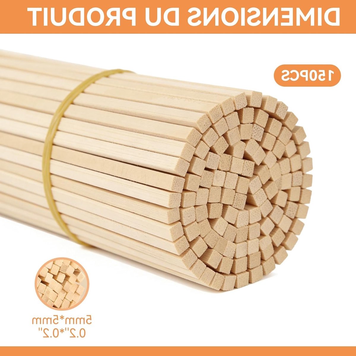 200 stuks vierkante houten stokjes voor knutselen, DIY-projecten en creatieve reparaties, 5 x 5 x 300 mm — cadeau in Hobby - foto 5