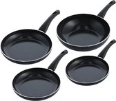 BK Brilliant 4-delige Koekenpannenset - koekenpannen 20/24/28cm + Wokpan 28cm - PFAS-vrije antikleeflaag - Geschikt voor inductie - Keramische pannen - Koudgrepen - Ovenbestendig - Vaatwasserbestendig - Zwart