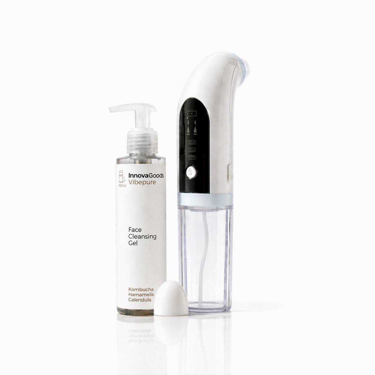 Set Gezichtsreiniger Tegen Onzuiverheden Oplaadbaar en Gezichtsreinigingsgel Kombucha Vibepure 200 ml InnovaGoods