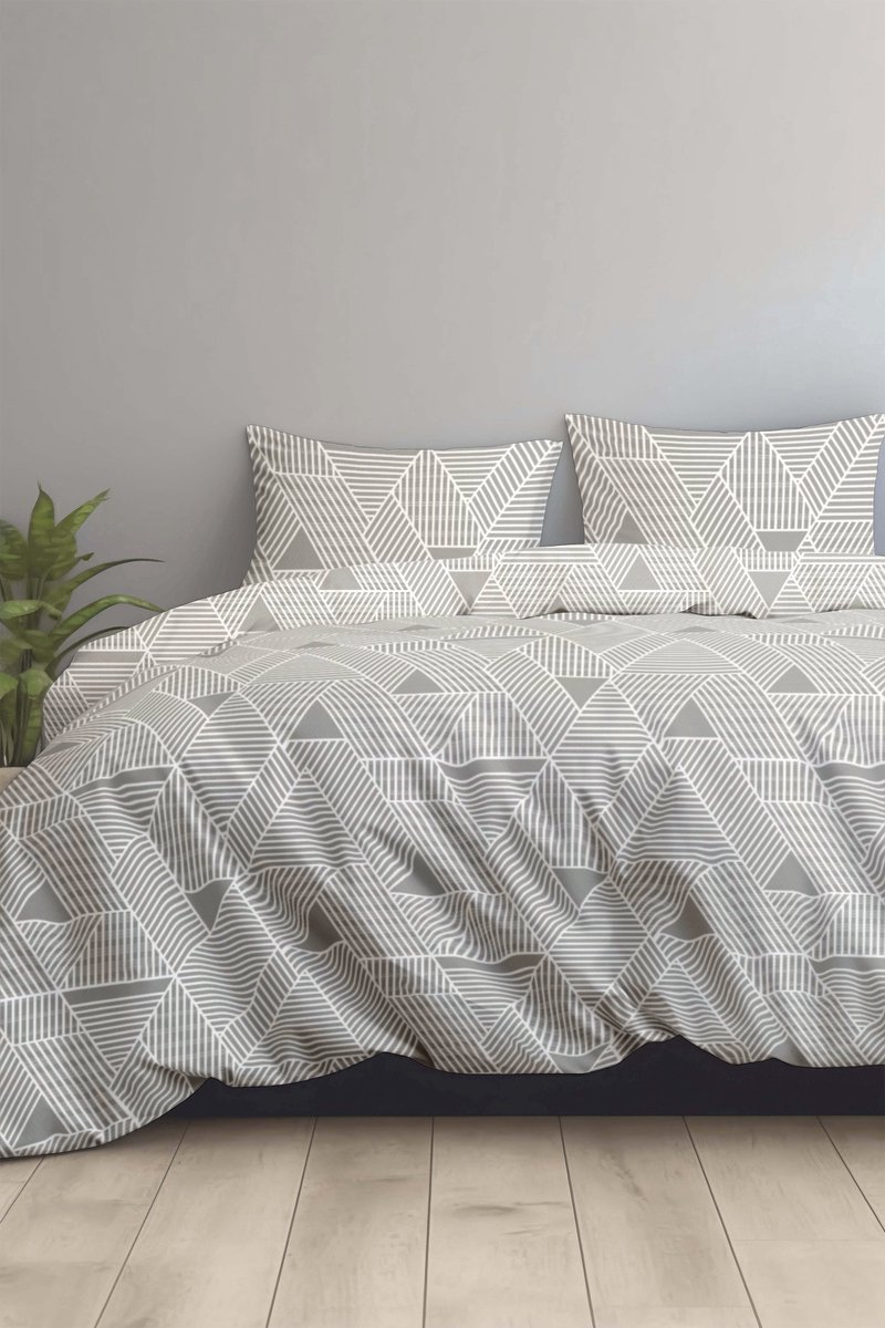 Dekbedovertrek 100% Katoen Premium - 200 x 200(220)cm - Triangle GreySand