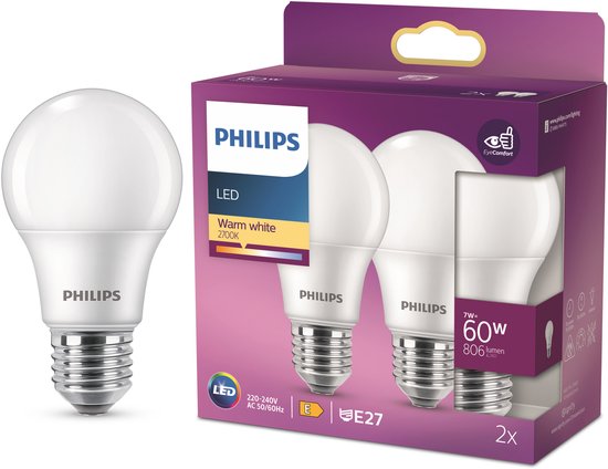 Philips Ultra Efficient LED lamp - Mat - 100W - E27 fitting - Dimbaar warmwit licht - Energielabel A