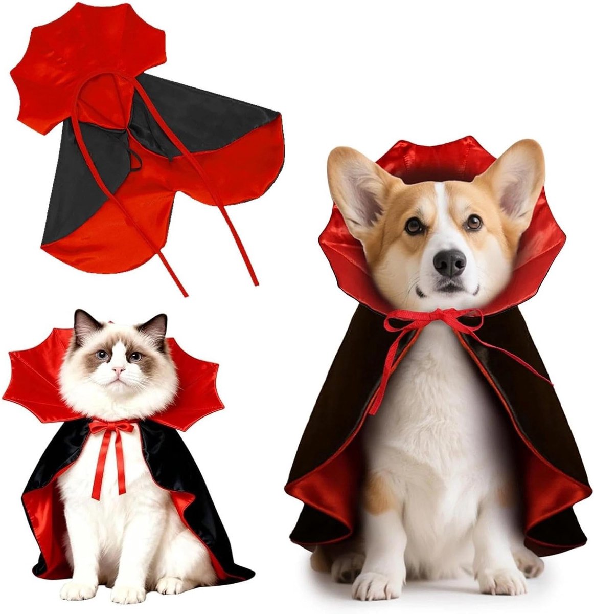 Grappig vampier kostuum voor honden en katten, verstelbare cape voor Halloween feesten en cosplay