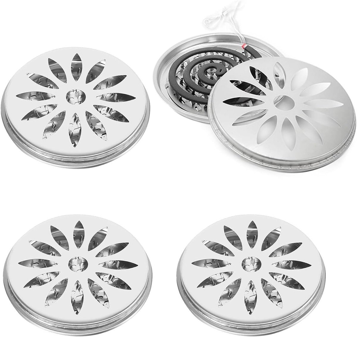RVS Incense Stick Houder met Deksel voor Thuis, Tuin, Kamperen en Vissen - 4 Stuks voor Buitenactiviteiten