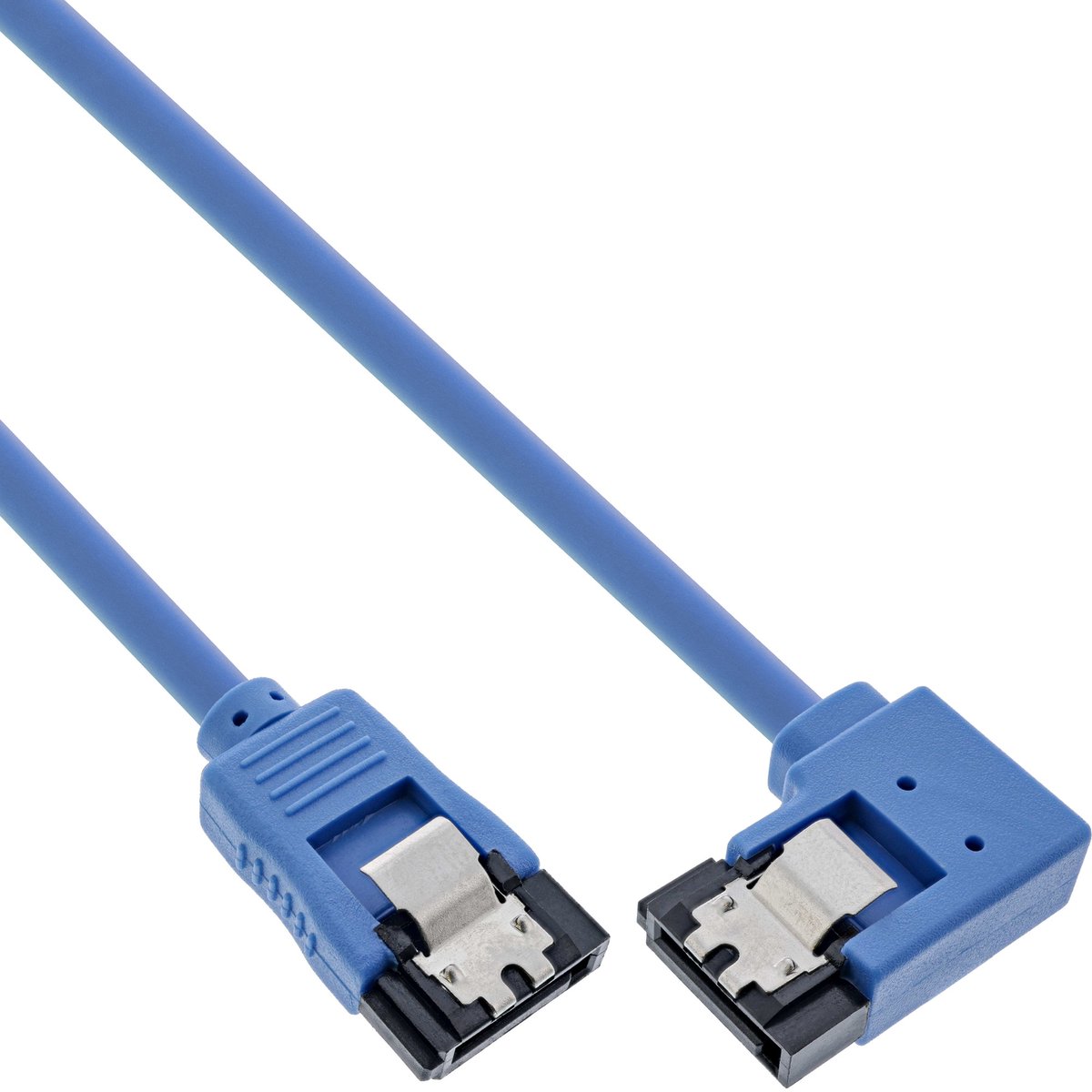 SATA datakabel - recht / haaks naar rechts - rond - SATA600 - 6 Gbit/s / blauw - 0,50 meter