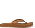 Bruine teenslipper van Reef met een lichtbruine band en beige zool. De band heeft een subtiel metallic glans.