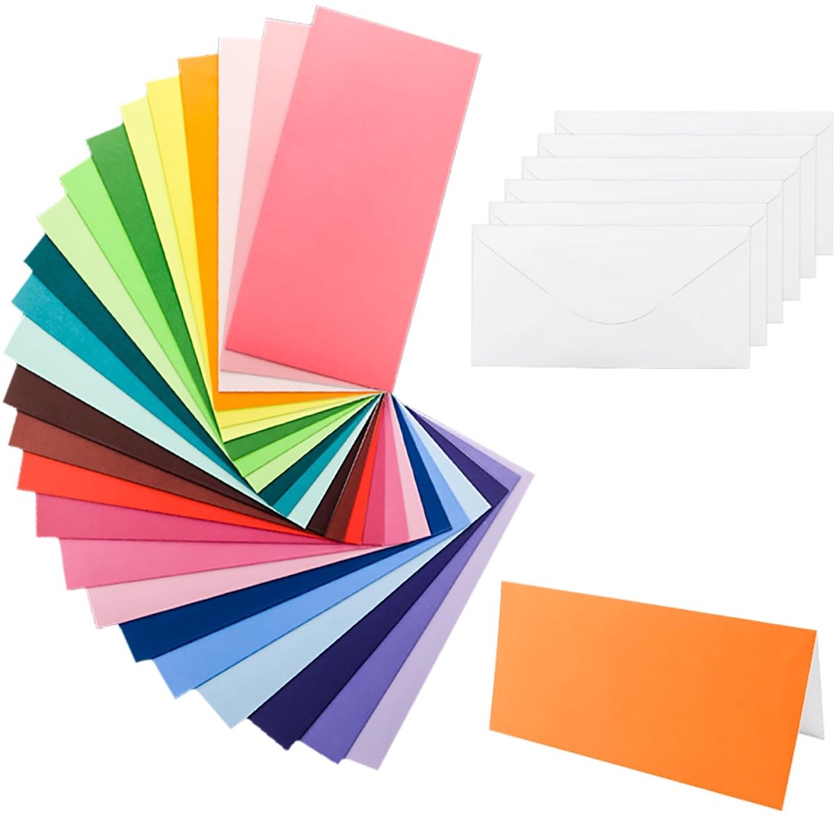 Allecto - 48 Kleurige Papieren Enveloppen - Vouwkaarten Set - 21 x 10 cm - Uitnodigingen - Perfect voor Feestjes en Bruiloften - Diverse Kleuren