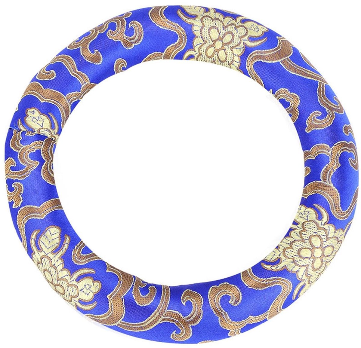 Allecto - Singing Bowl Ring Kussen - Zijde Brocade - Ideaal voor 7-10 Inch Singing Bowls - Blauw - Comfortabel en Stevig - Geschikt voor Meditatie ..