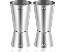 Cocktail maatbekers set van 2, 2cl & 4cl, roestvrijstalen maatbekers voor cocktails, ideaal voor gin en whiskey, baraccessoires van hoge kwaliteit