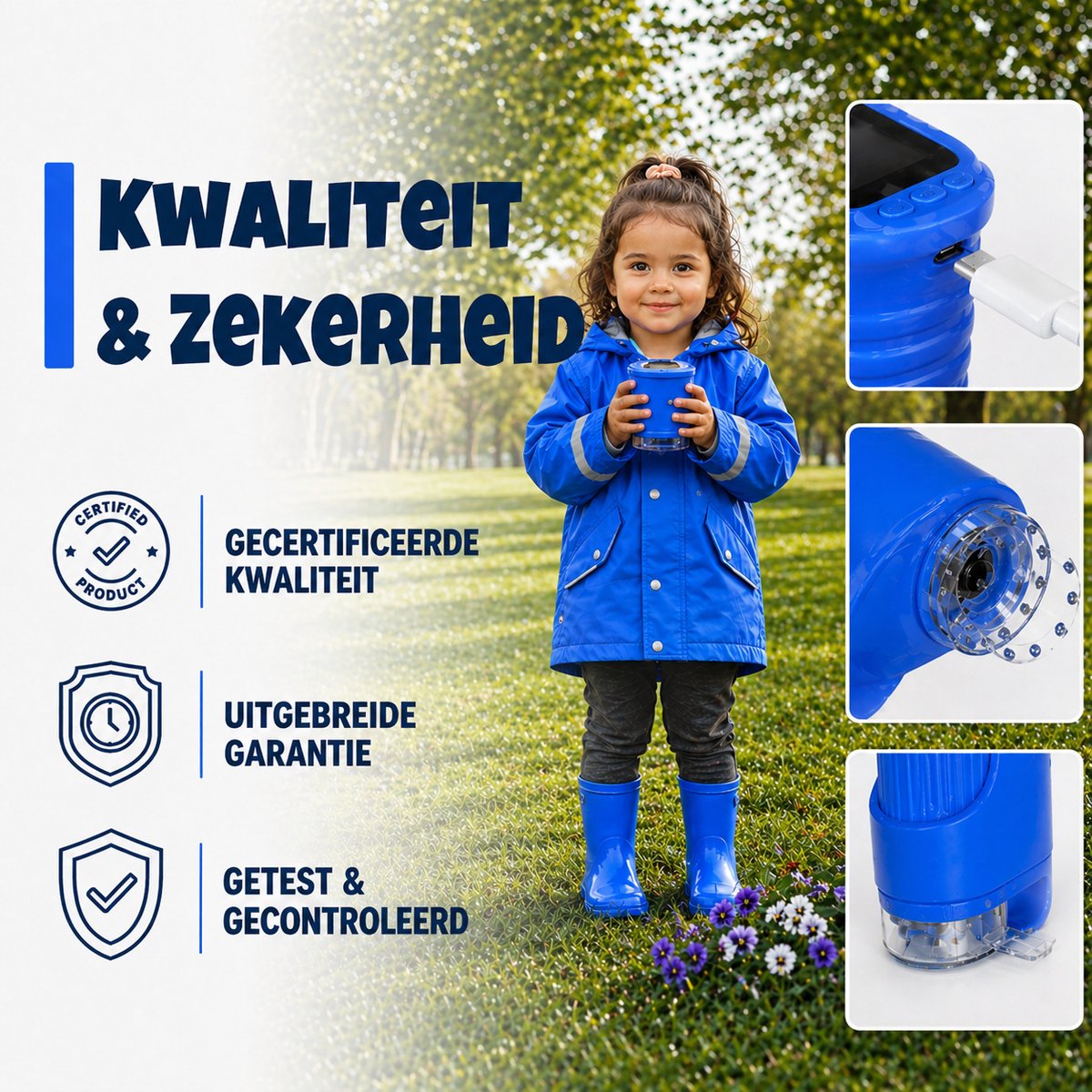 DUTCHPOWER Digitale Microscoop 1000x-4K-voor Kinderen – Draagbare Handmicroscoop met Foto & Video – STEM Educatief Speelgoed voor Ontdekken in Tuin en Natuur – Geschikt voor 4 t/m 12 jaar-Blauw — afbeelding 7