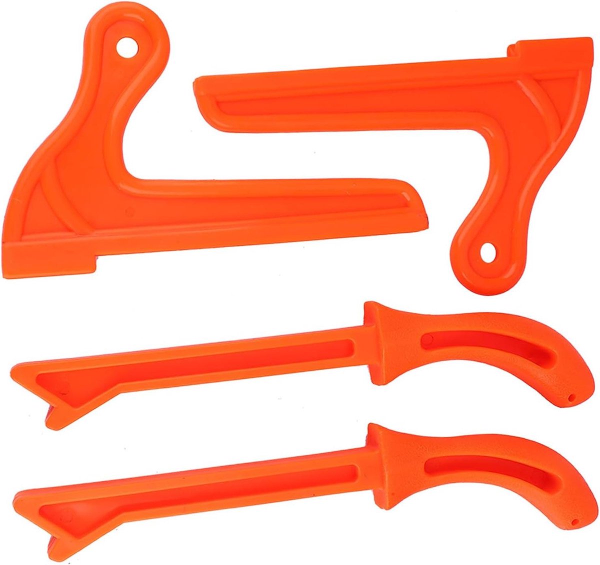 Veiligheid Duwstok - Houtgeleider Set - Houtbewerking Veilig - Ergonomisch Handvat - 4 Stuks - Fel Oranje