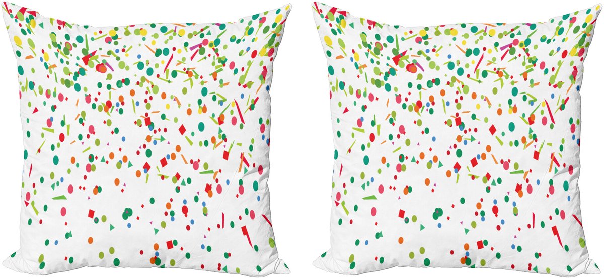 ABAKUHAUS Carnaval Decoratieve Kussenhoezen, Set van 2, Geometrische Vormen, Modern Accent, Dubbelzijdige Digitale Print, 50x50 cm, Multicolor Meerkleurig