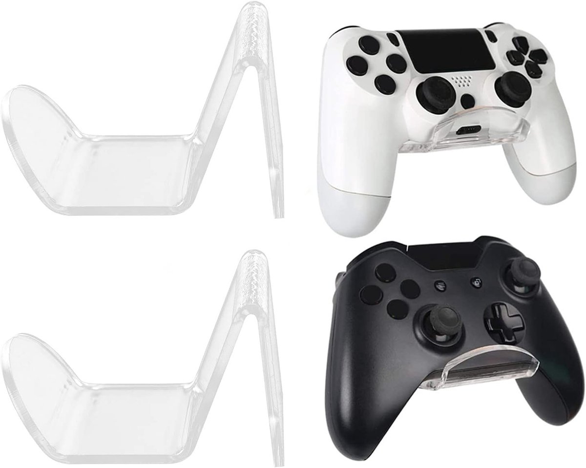 Set van 2 Wandmontage Hoofdtelefoonstandaards - Zelfklevende Transparante Acryl Houder voor Gaming Hoofdtelefoons en Consoles