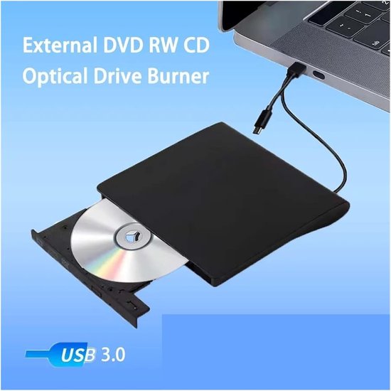 Externe DVD Brander - Optische Drive - Bestanden Archiveren - Snelle USB 3.0 - 8x Leessnelheid - Zwart — afbeelding 3