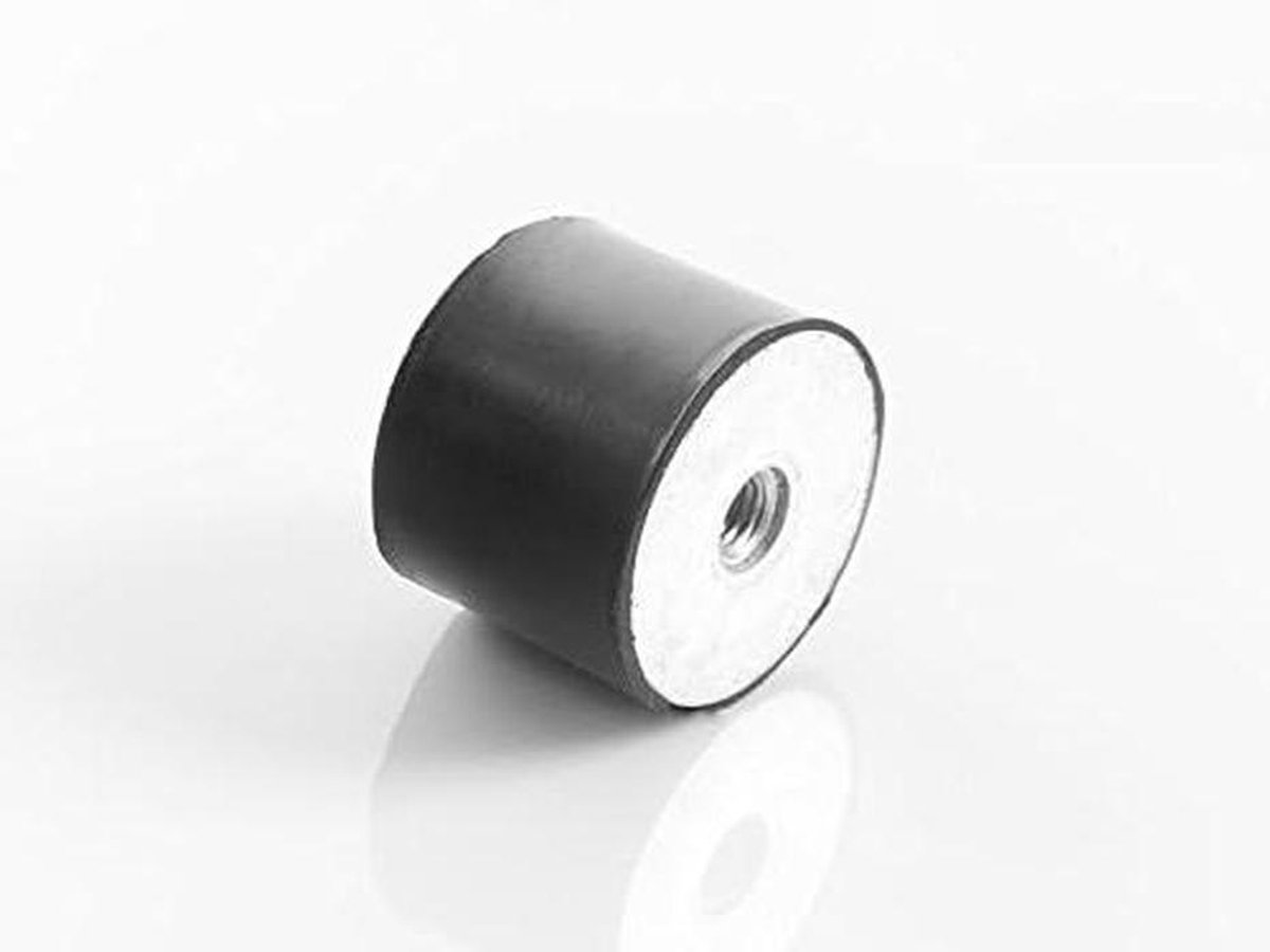 Machinevoet - Rubberen buffer - Trillingen dempen - Dubbel binnendraad - 70x45 mm - Zwart