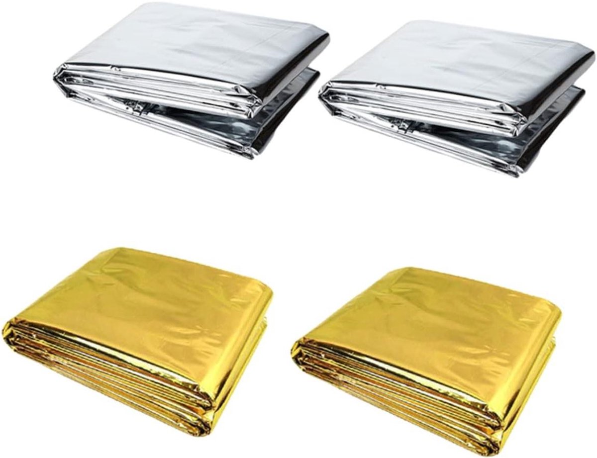 Nooddeken Thermisch - Overlevingsdeken Folie - Buiten Warm Blijven - Wind en Waterdicht - 210x140cm - Zilver