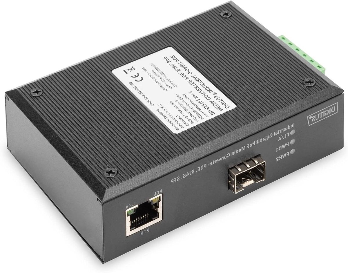 Mediaconverter - Netwerk Switch - Signalen Omzetten - PoE Injectie - 80 km Bereik - Zwart