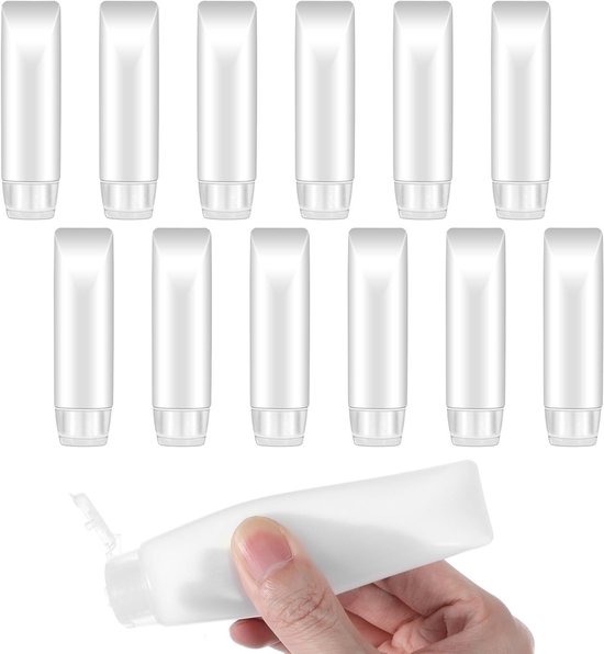 Set van 12 Herbruikbare Reiskruikjes van 30ml voor Shampoo, Douchegel en Cosmetica - Lekvrij en Compact voor Op Reis