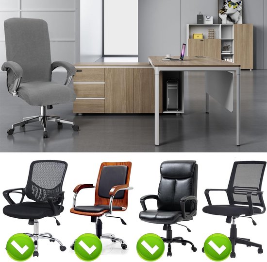 Universele Elastische Stoelhoes voor Kantoorstoelen, Afneembare en Wasbare Bescherming voor Gaming- en Draaiende Stoelen, Beige — afbeelding 4