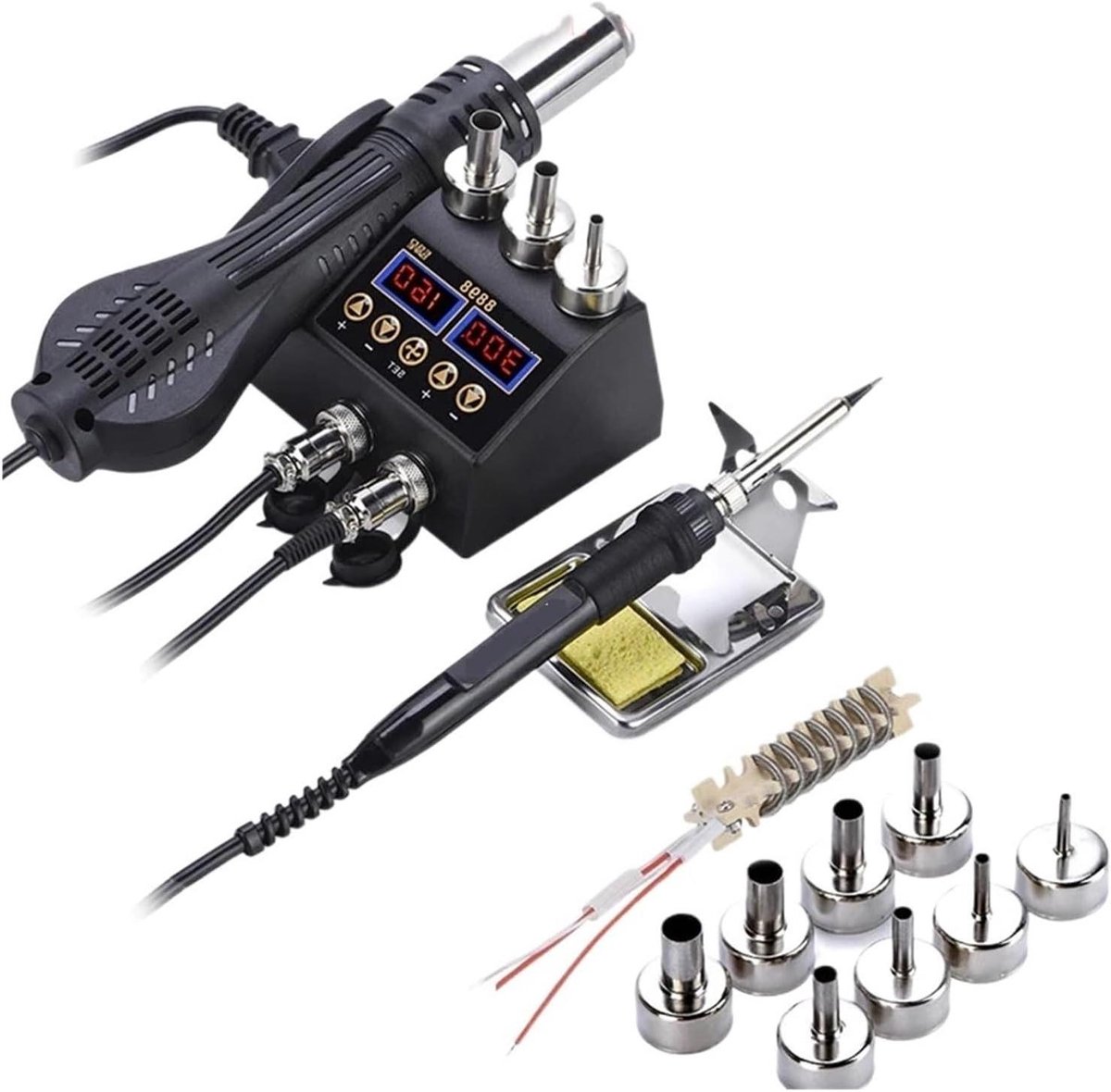 Soldeerstation - Reparatie Gereedschap - Elektronica Reparatie - Dubbele LCD Displays - 750W - Zwart