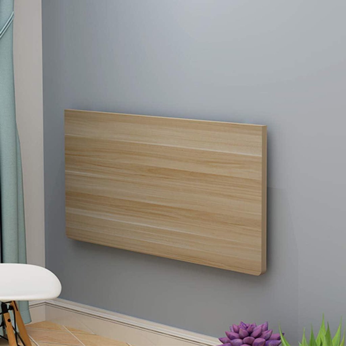 Wandbureau - Klaptafel - Ruimtebesparend Werken - Stevig Stalen Frame - 99 x 60 cm - Houtkleur