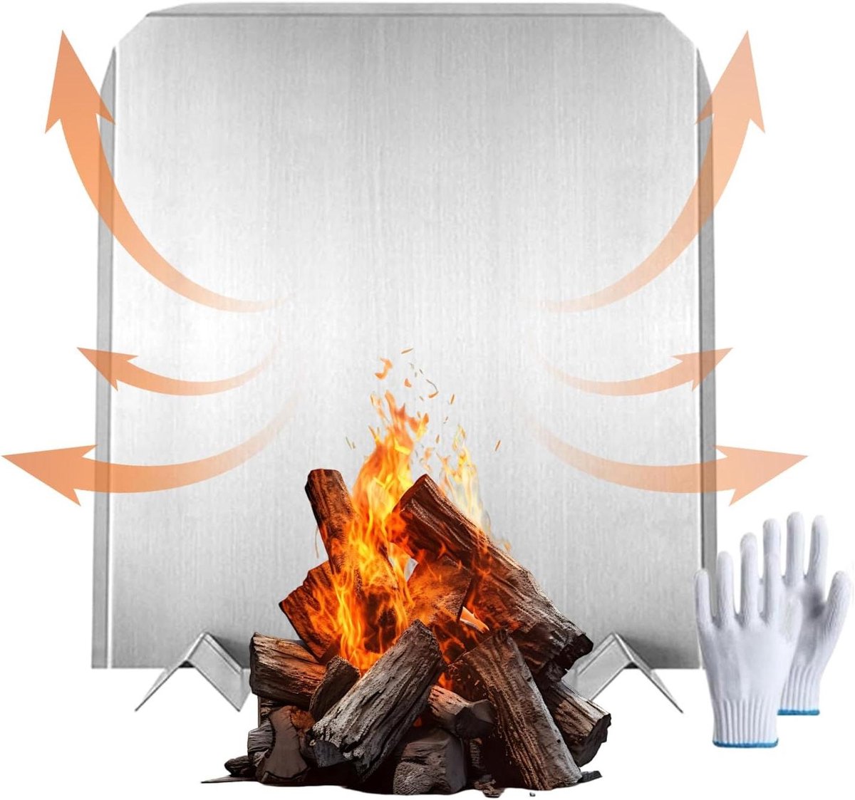 Haardplaat Achterplaat - Warmte Reflector - Haard Beschermen - Roestvrij Stalen Constructie - 45x40 cm - Zilverkleurig