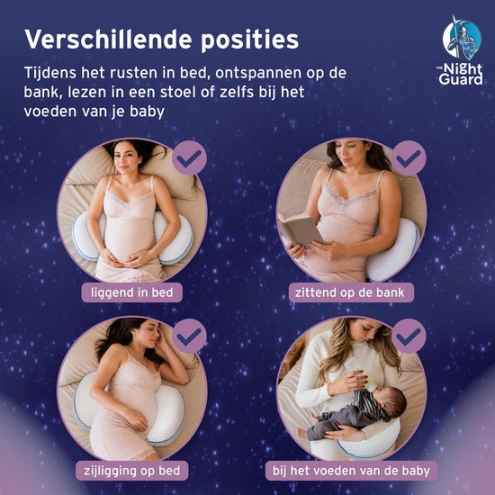 The Night Guard® Eluna Prestige Zwangerschapskussen - Aanpasbaar Voedingskussen - Zijslaapkussen met Traagschuim Snippers - Verkoelend & Wasbaar van Merkloos — afbeelding 3