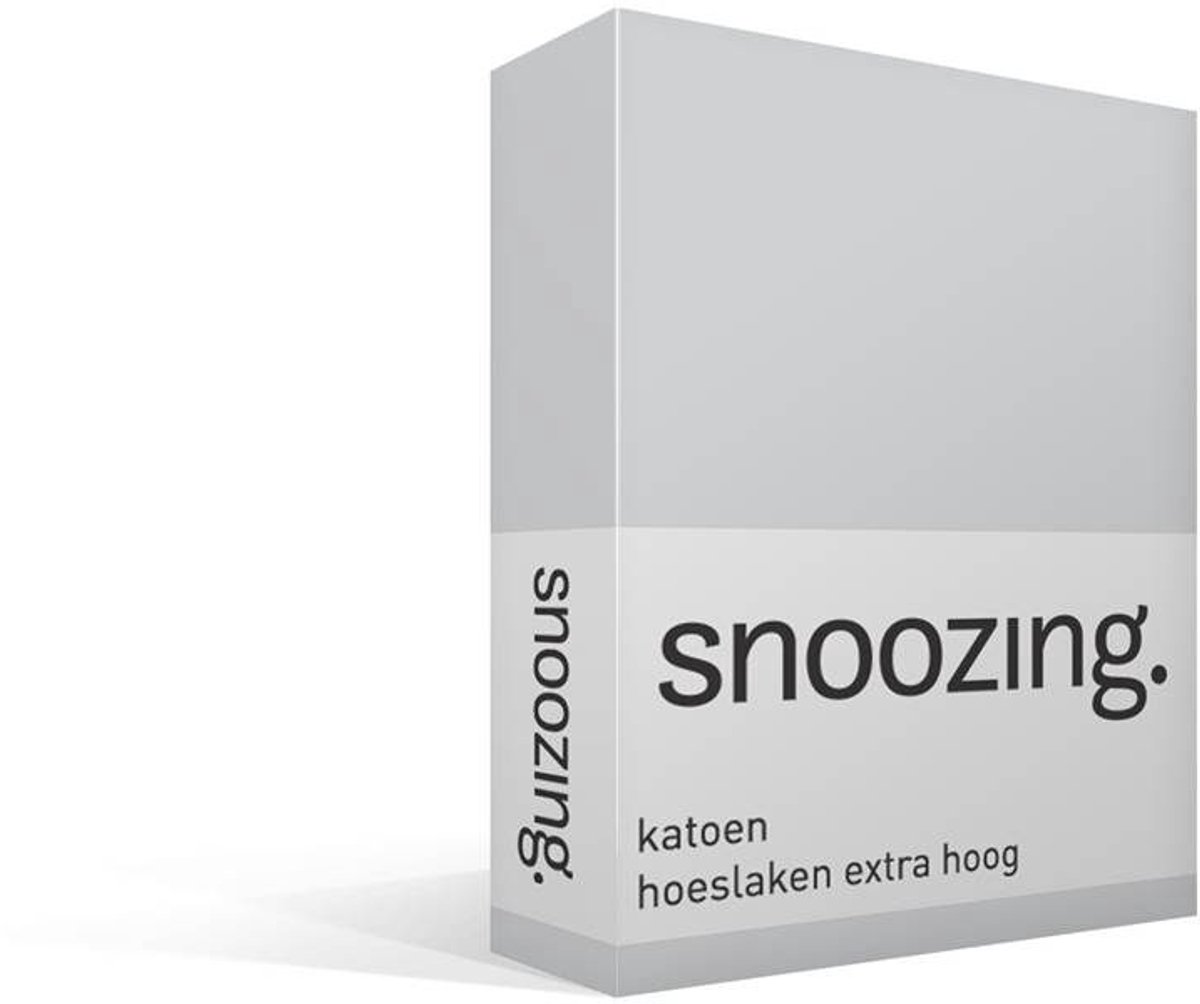 Snoozing Katoen - Extra Hoog - Hoeslaken - Tweepersoons - 140x200 cm - Grijs
