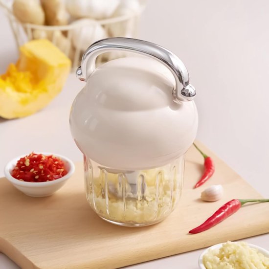 Mini Keukenmachine - Voedselhakker - Ingrediënten Bereiden - Draadloos Gemak - 350ml Capaciteit - Beige — afbeelding 4